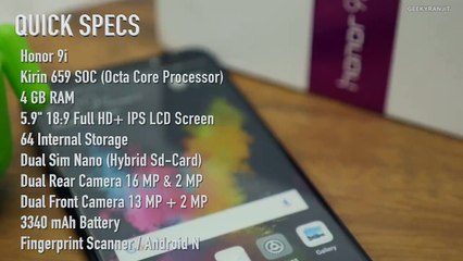 Honor 9i Smartphone with 4 Cameras Unboxing & Overview