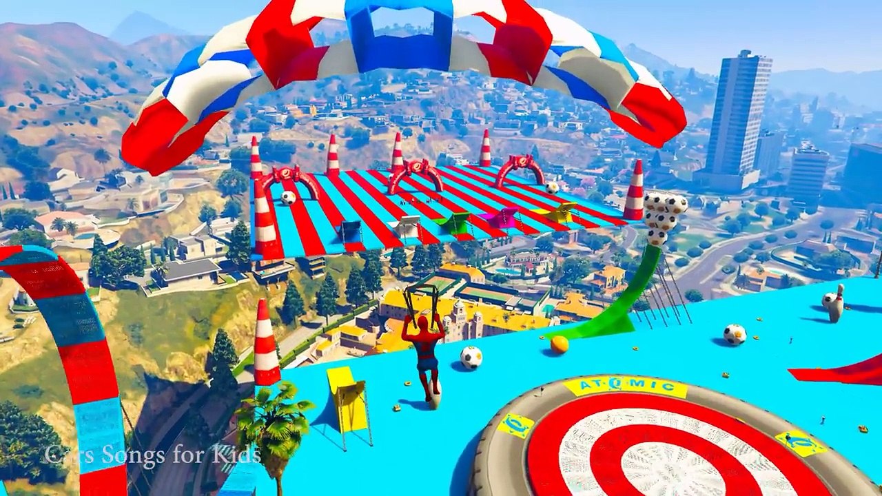 Learn Color Motorbike on Bus with Spiderman Cars Cartoon for Kids & Superheroes for Babies