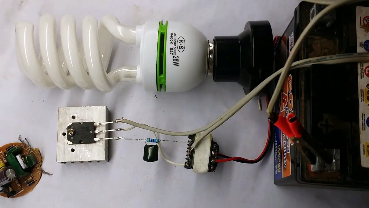How to make easy inverter circuit 12V DC for Fluorescent Lamps at home