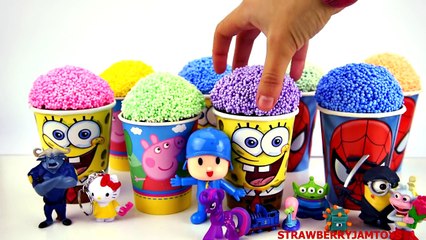 Descargar video: Play Doh Slime Goo Minecraft Peppa Pig Spiderman Frozen Cartoon Surprise Eggs Toys StrawberryJamToys