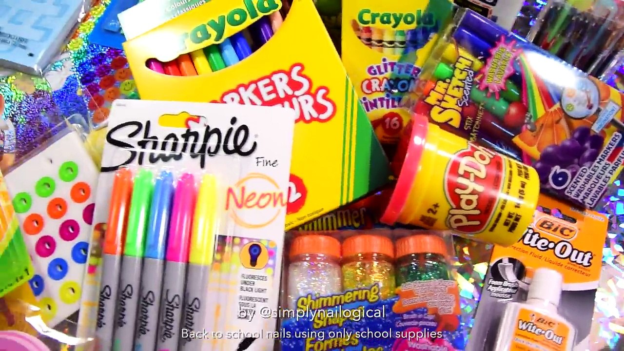 Back to School Nails using ONLY SCHOOL SUPPLIES!!! Challenge