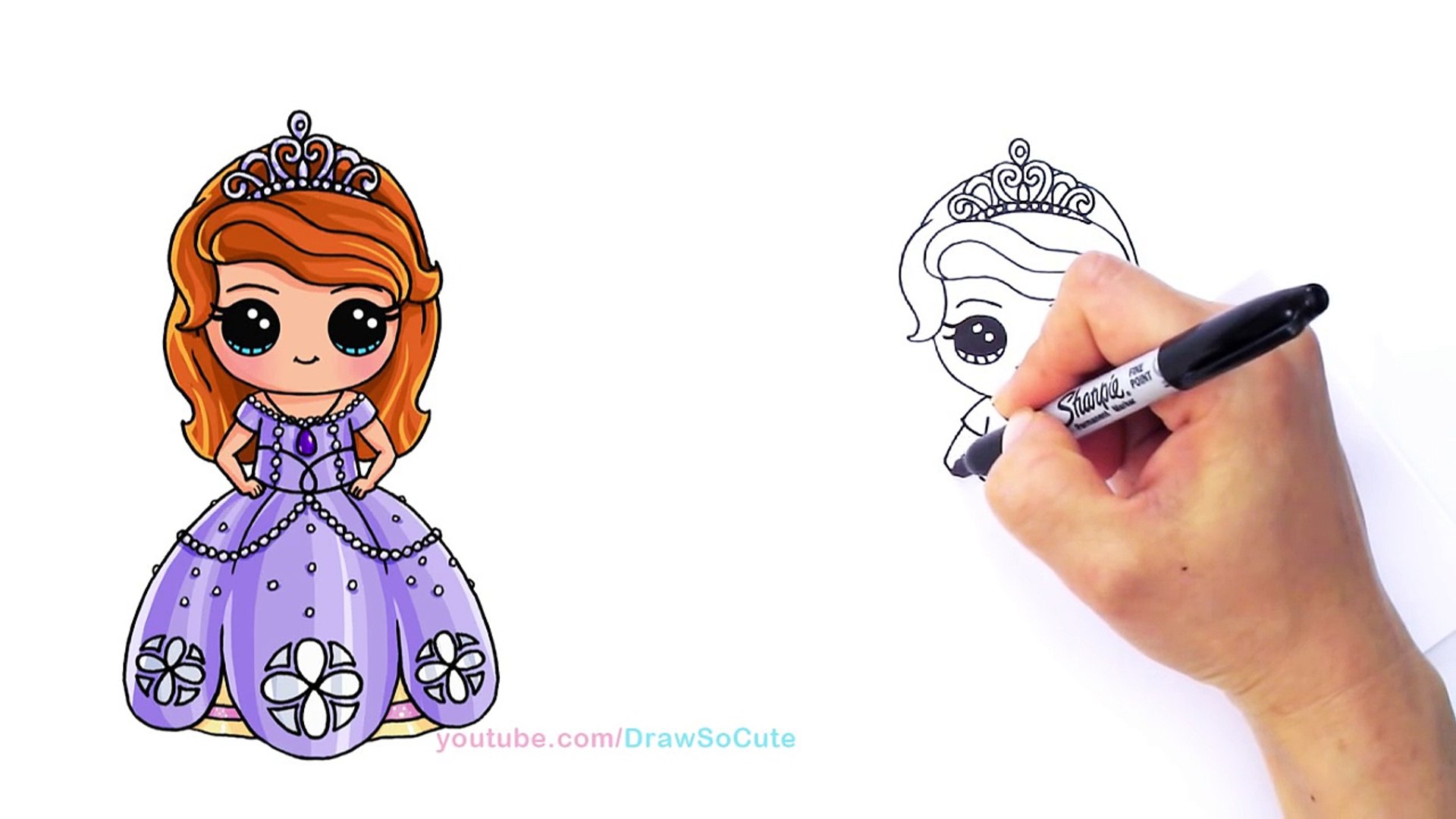 How To Draw Sofia The First Step By Step Chibi Disney Princess Cute видео Dailymotion