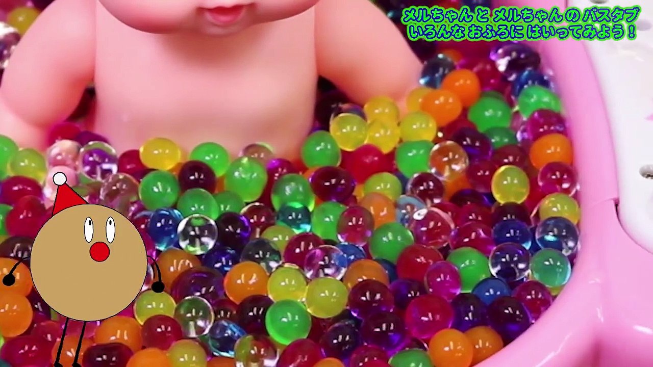 メルちゃん おもちゃアニメ お風呂遊び バスタブにぷよぷよボール うんち入浴剤 びっくらたまごを入れてみよう！/ Mell-chan Doll Orbeez&Bath Ball Baby Alive