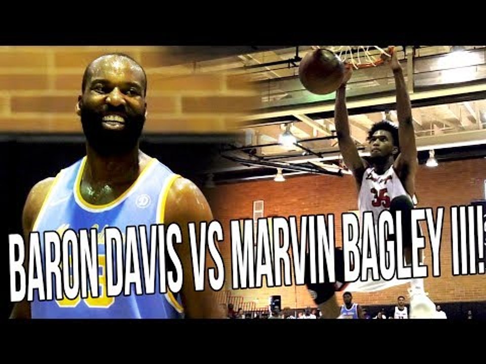 Baron Davis vs #1 High School Player Marvin Bagley III! Bagley DOMINATING Drew League EASILY!
