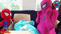 Pink SPIDERGIRL Frozen Elsa Dress! Wedding Dress Spiderman Spiderbaby in real life Superheroes FUN!