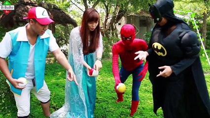 Spiderman and Frozen Elsa Kids Dancing Pokemon Little Heroes in real life