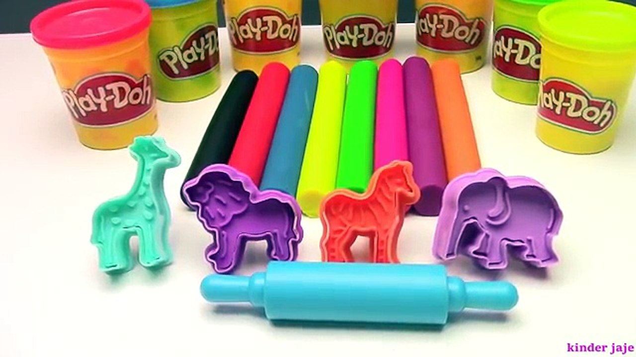Plastelin za decu - modle zivotinja LAV, SLON,ZEBRA I ZIRAFA !!Learn Colors With Play Doh