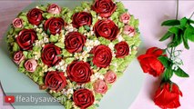 Heart shaped buttercream rose bouquet cake tutorial - for Valentines Day, birthday or anniversary
