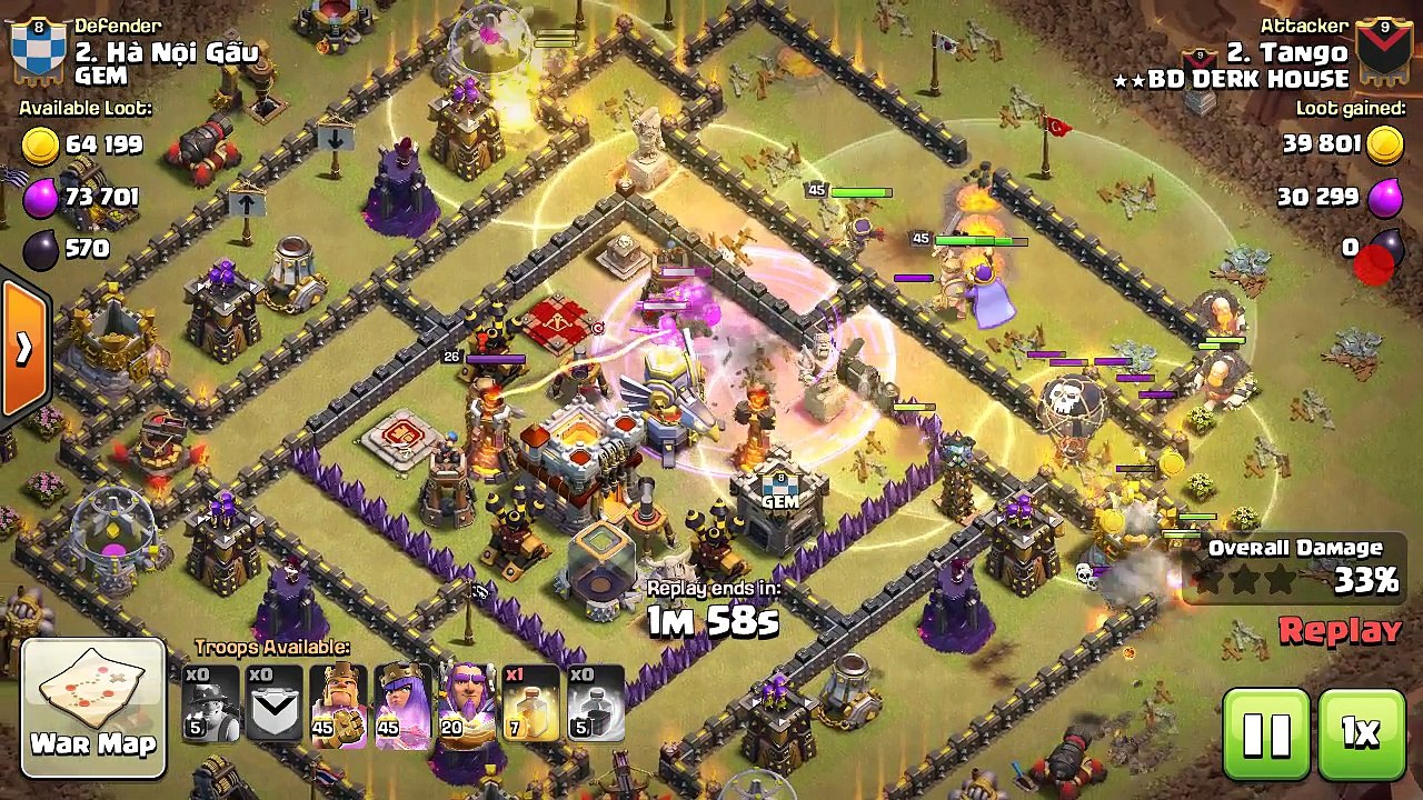 48 miner Level 5 impossible destroy war base TH11 clash of clan #2 - YouTube (720p)