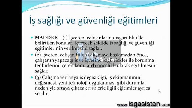 Çalışanların İş Sağlığı ve Güvenliği Eğitimi