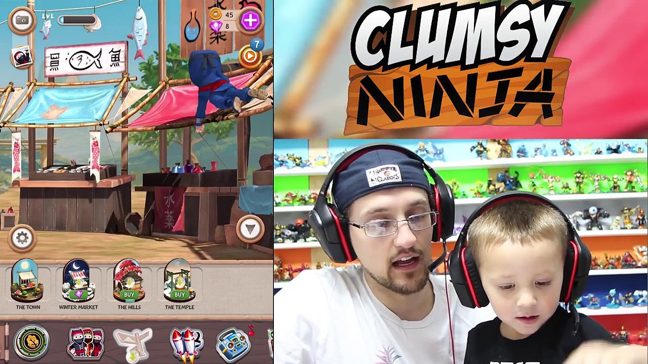 Dad & Chase play Clumsy Ninja Pt 2: When Fory Balls Interrupt Lvl 5 Journey! (FGTEEV GAMEPLAY)