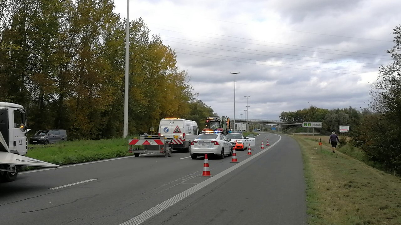Accident E17 camion contre camion-tampon