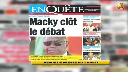 REVUE DE PRESSE DU 12 OCTOBRE 2017