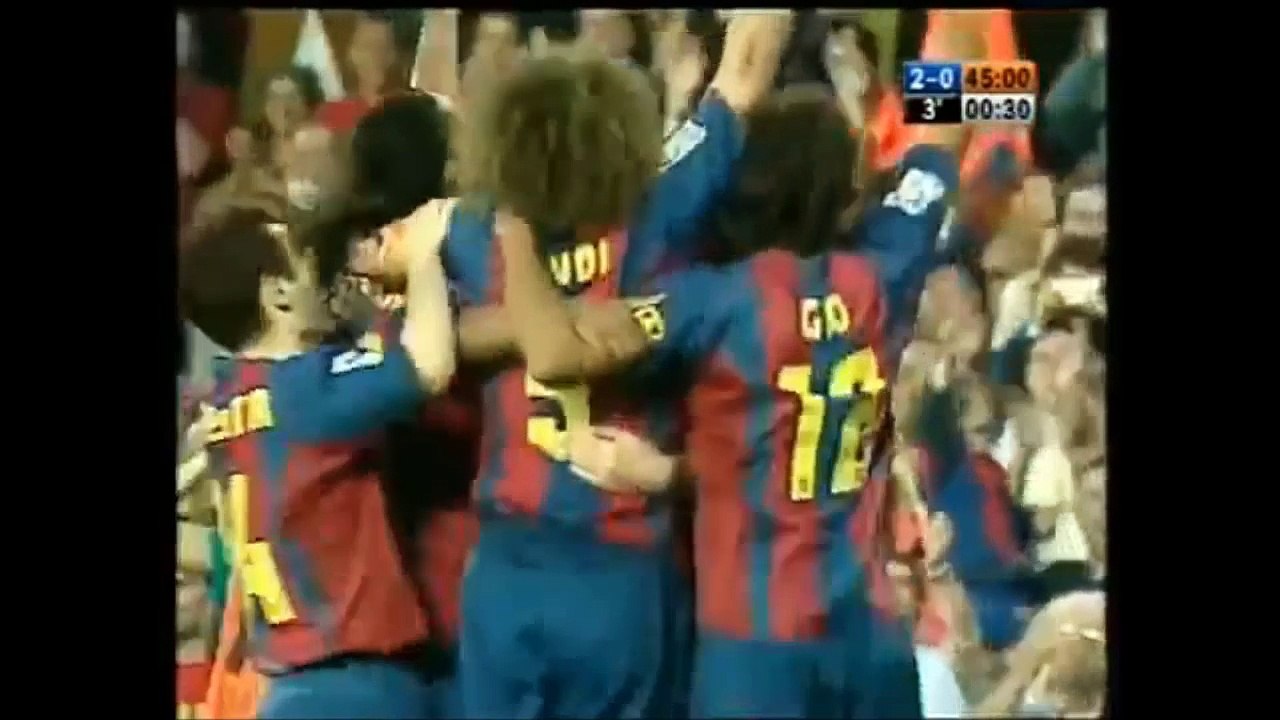 Messi first goal in a barca