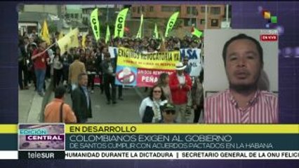 Colombianos exigen al gobierno cumplir con los acuerdos de La Habana