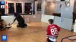 Kids HocKey Knee Hockey Dusty surprises the boyz for an epic rematch- Kane & Crosby vs. DuSty!