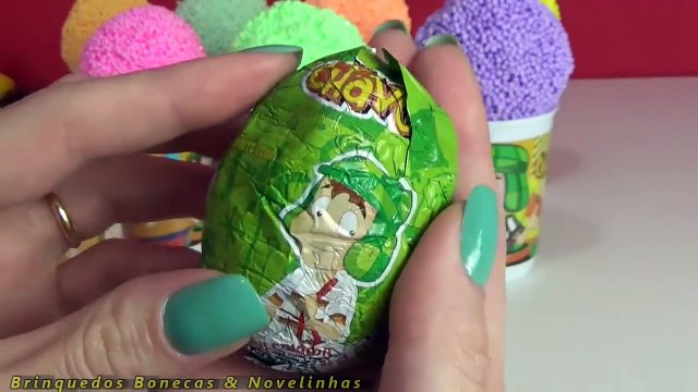 Chaves Copos Surpresas Aniversario Massinha de Espuma Foam Clay toy Surprise Eggs Chocolate Peppa