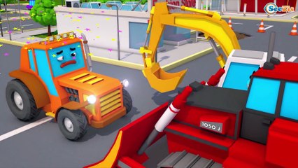 Novo Caminhão e Trator para Crianças - Jogo na cidade | Desenho animado compilação de 20 min carro