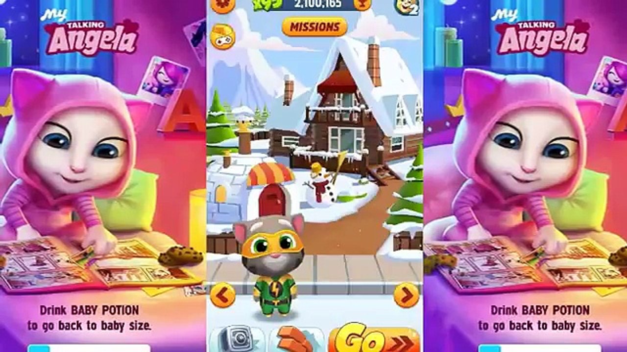 My talking Angela evening gownVs Talking tom Gold Run DEPUTY HANK/Gameplay make for Kid #52