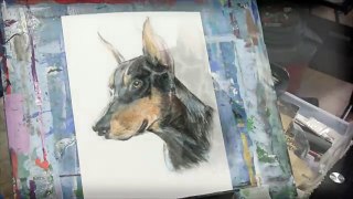 How to Draw Doberman Realism with Pastel Pencils (粵) 葉浪點畫粉彩