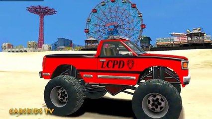 BLACK Spidy & CRAZY Monster Truck CARS COLORS STUNTS