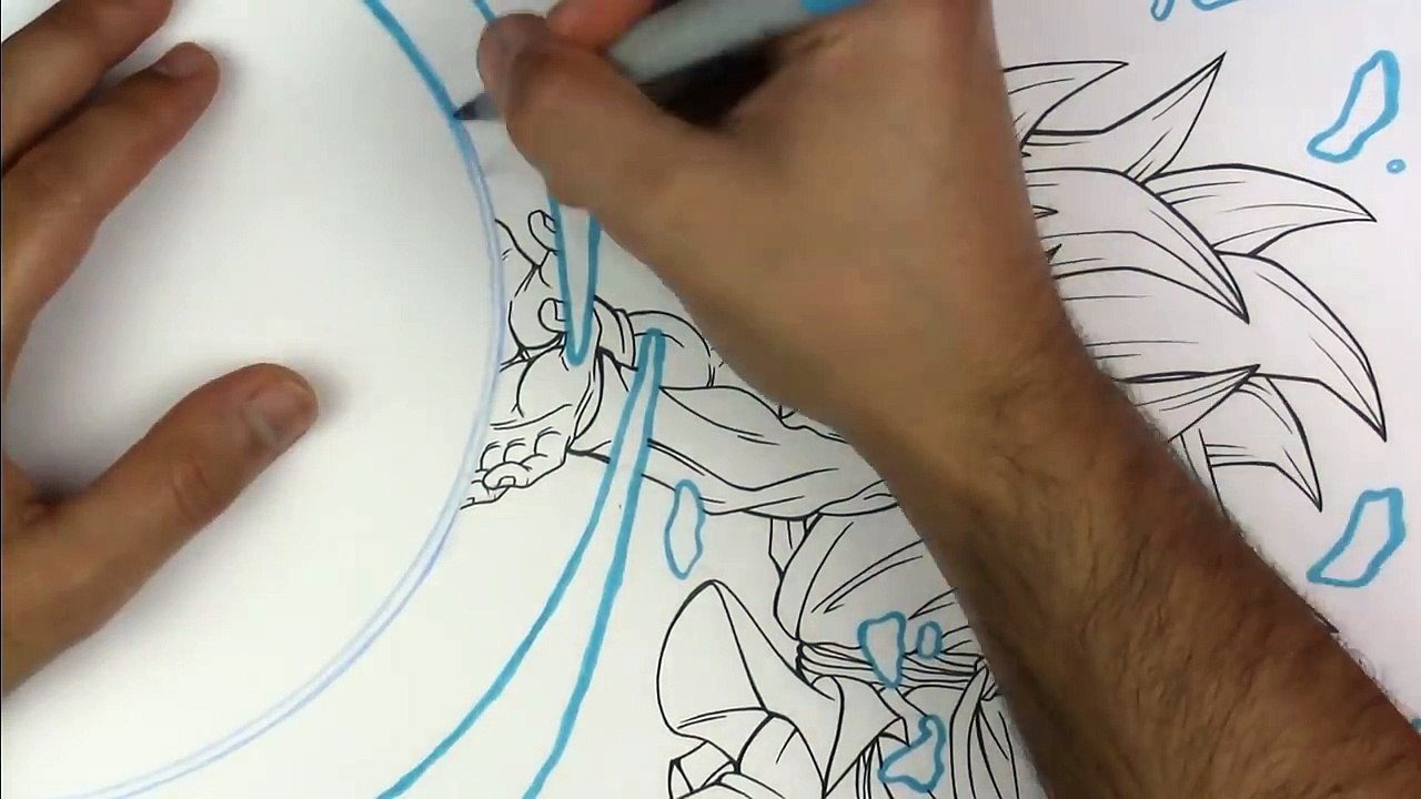Drawing GOKU Super Saiyan BLUE 3 KAMEHAMEHA | TolgArt