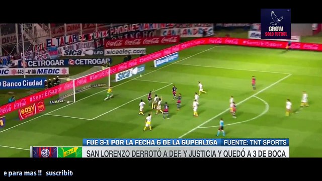 SAN LORENZO 3 - DEF Y JUSTICIA 1 RESUMEN Y GOLES FECHA 6 SUPERLIGA ARGENTINA