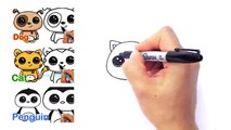 Selfie Time! - EASY How to Draw Penguin, Cat and Dog Friends taking a Group Selfie