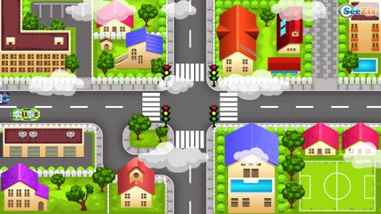 The Racing cars with The Police Car - The Big Race in the City of Cars Cartoons for Children