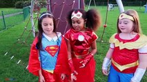 Superhero Kids In Real Life Movie - Supergirl vs Wonder Woman vs Rescue Ooshies Toy Opening