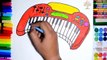 Draw Color Paint Simple Cute Piano Coloring Pages and Learn Colors for Kids