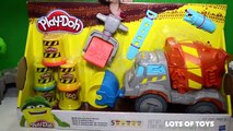 Play Doh Max the Cement Truck and Mini Dump Truck Make Construction Materials