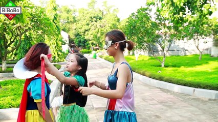 Superhero in Real life Spiderman vs Spiderman Elsa & Anna Family fun with Snow White & Joker