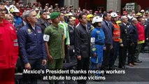 Mexico president thanks rescuers at tribute to quake victims