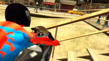 Sport BIKE SPIDERMAN Cartoon Motorcycle For Kids Children Nursery Rhymes Songs with Action