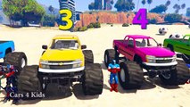 LEARN COLORS w Monster Truck & Learn Numbers for Kids w Cars Spiderman Cartoon Learning Video