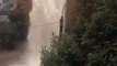 Water main breaks creating a 15 m (50 ft) geyser of water in Kharkov, Ukraine