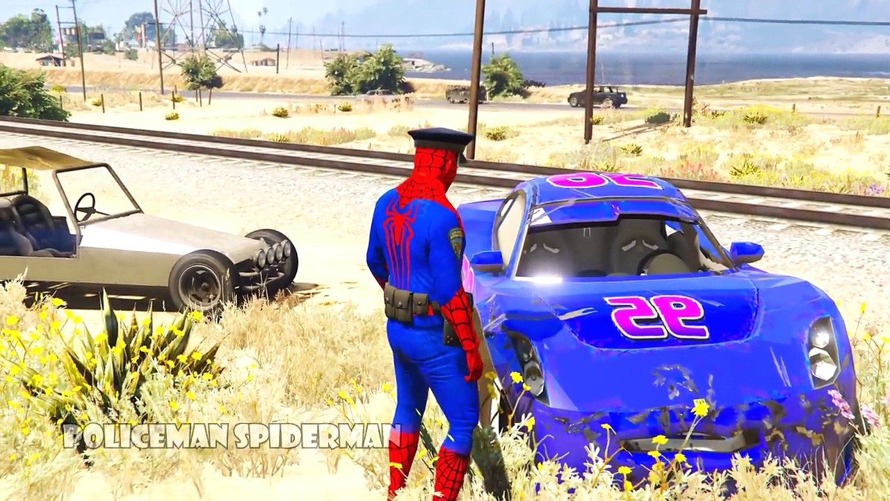 Lightning McQueen in Danger - Train Trouble Spiderman Cartoon Cars for Kids Nursery Rhymes Songs