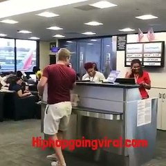 Man jumps on mic at the airport and sings 'No Diggity'