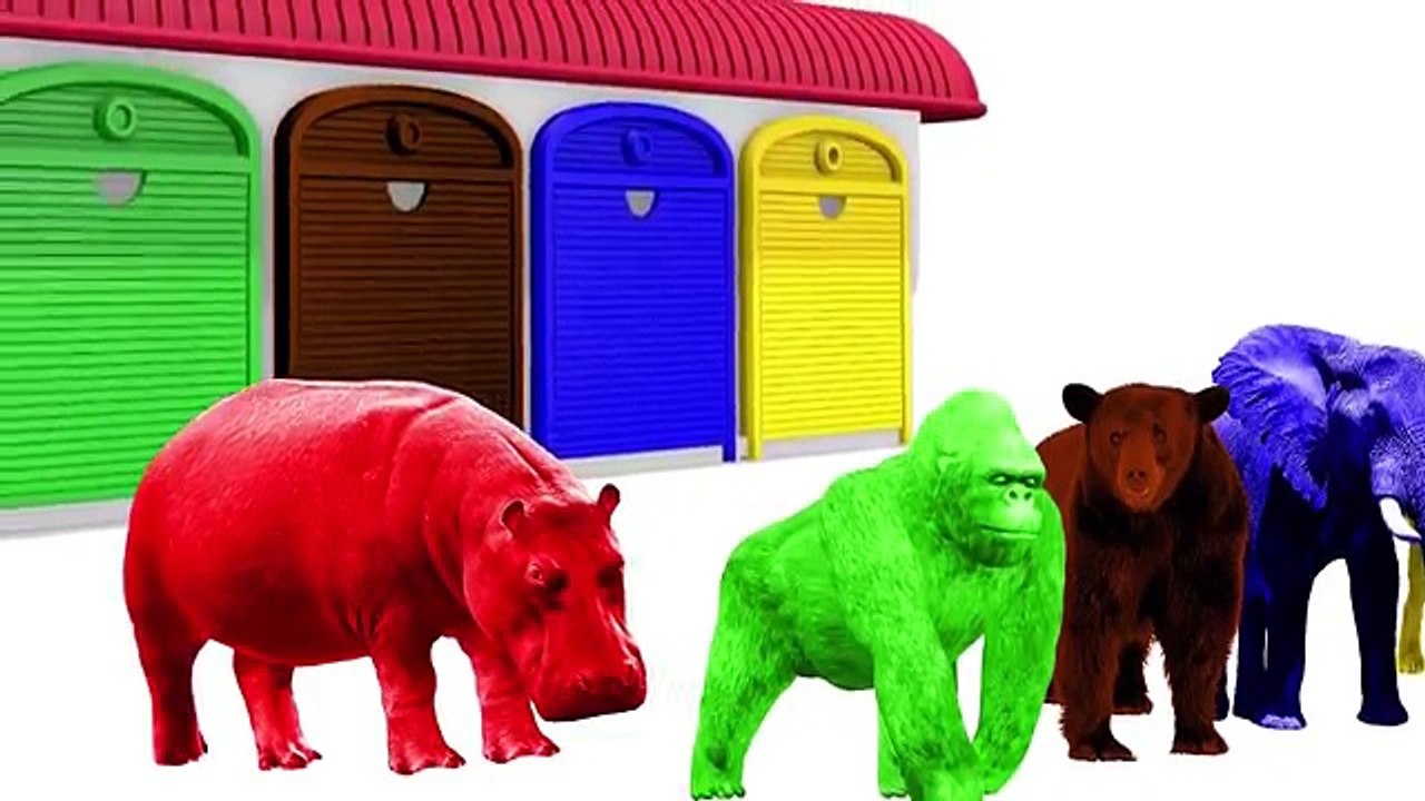 NEW COLORS! Learn Colors & Names with Animals Lion Elephant Gorilla Hippo - Fun Video for Children