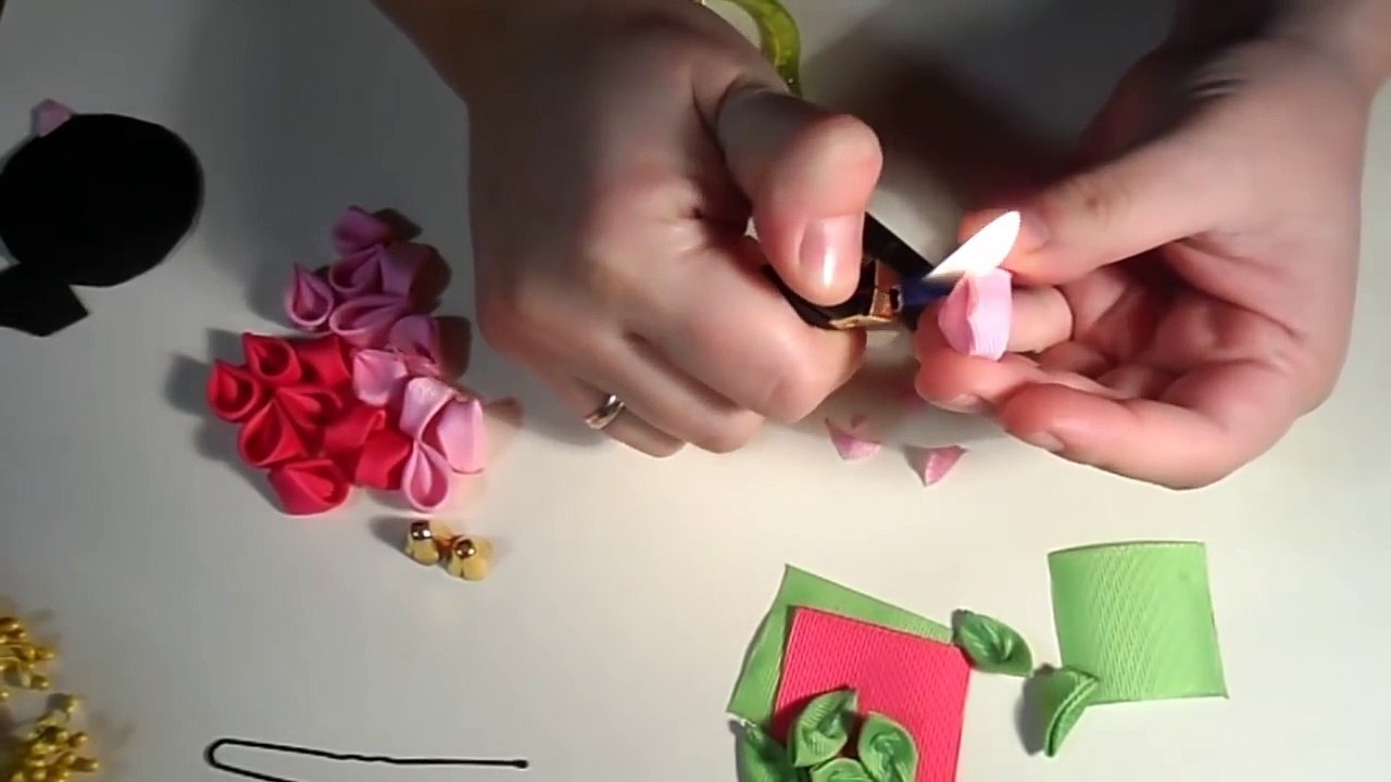 Шпилька для волос Канзаши Радость / Hairpin kanzashi Joy