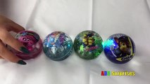 CUTTING OPEN Light Up Squishy Glittery Bouncy Ball ELSA PAW PATROL CHASE MINIONS TROLLS POPPY Toys