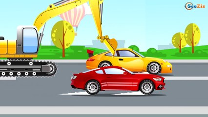 The Blue Police Car and Racing cars - The Big Race in the City of Cars Cartoons for Children