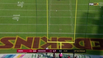 Robbie Gould misses 47-yard field goal wide right