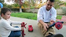 CARELESS DAD Crushes Toy Thor Under Car, Lightning McQueen, Captain America, Iron Man, and Tow Mater