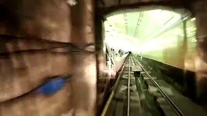 Moscow metro tunnels - view from cab of Synergy train