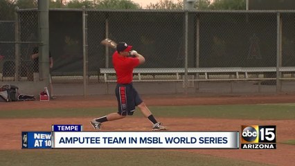 All amputee team partaking in adult baseball league