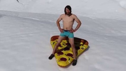 Jumping Off An Iceberg In Greenland On A Pizza