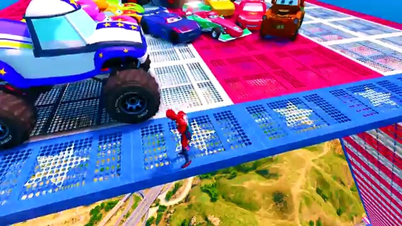 Spiderman Have Fun With Disney Cars 3 Jackson Storm Cruz Ramirez Colors McQueen Blaze And Tow Mater