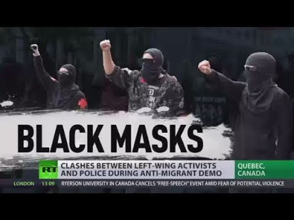 Canada Clashes: Left-wing activists brawl with police during anti-immigrant demo in Quebec